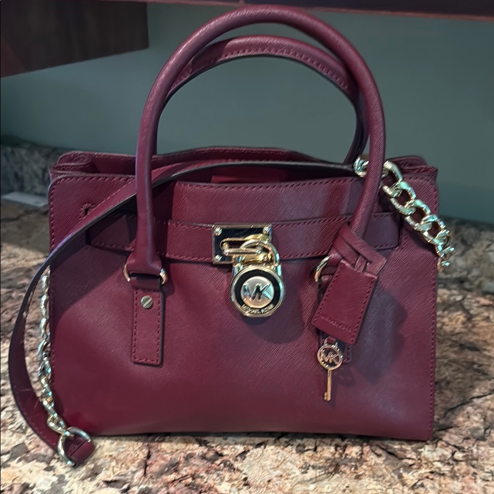 Michael Kors Satchel with Silver Hardware and Chain Strap
